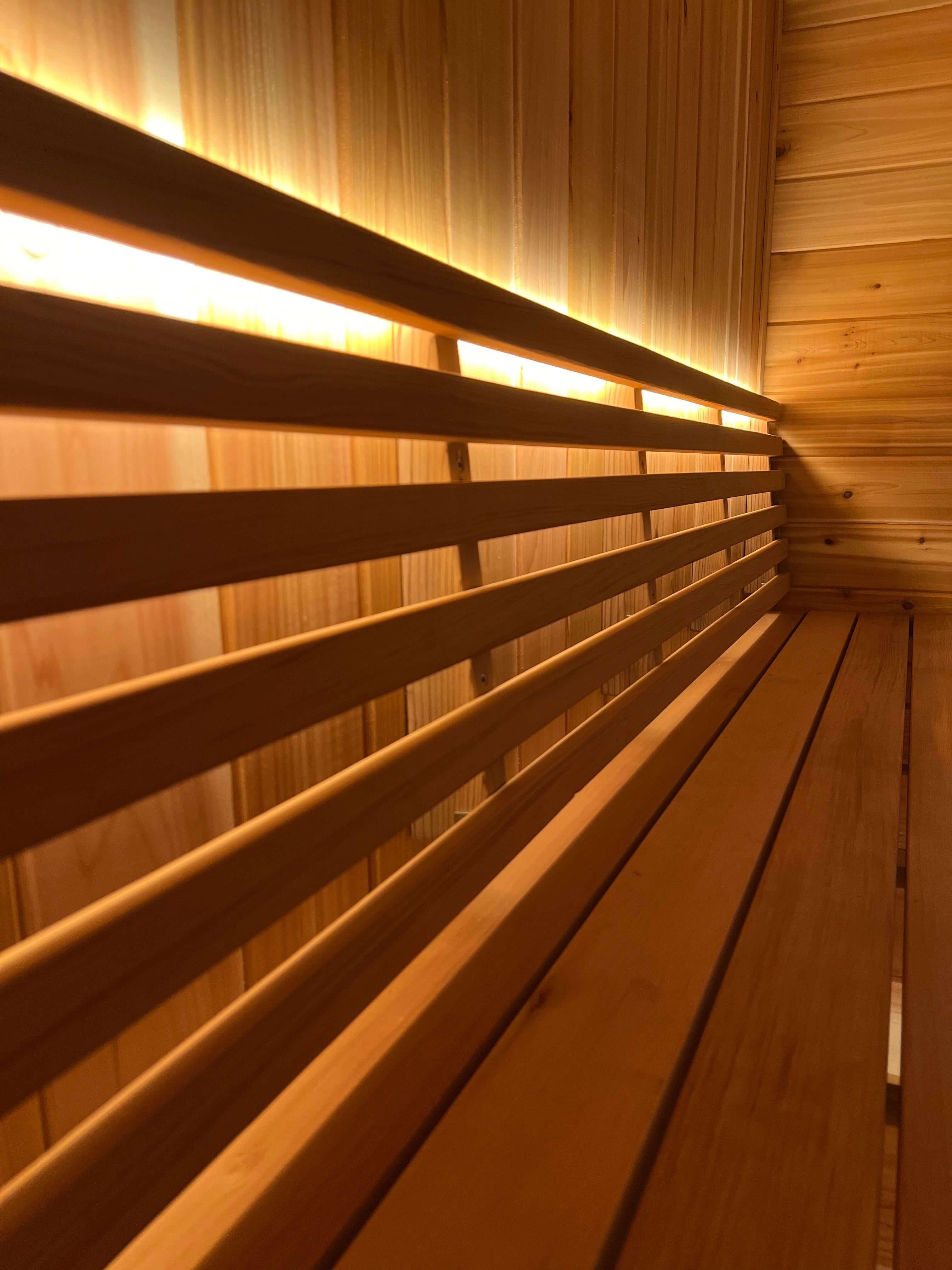 Custom sauna interior bench